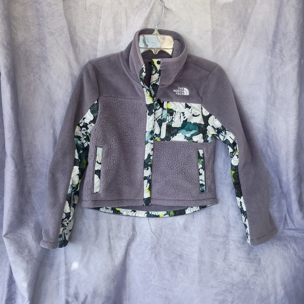 The North Face Girls Denali Fleece Jacket Purple Floral Print